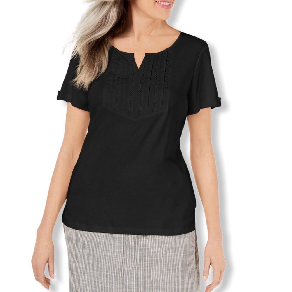 Karen Scott Petite Cotton Embroidered-Deta…